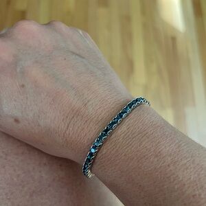 Touchstone Crystal Blue and Gold Bracelet with Artisanal Design